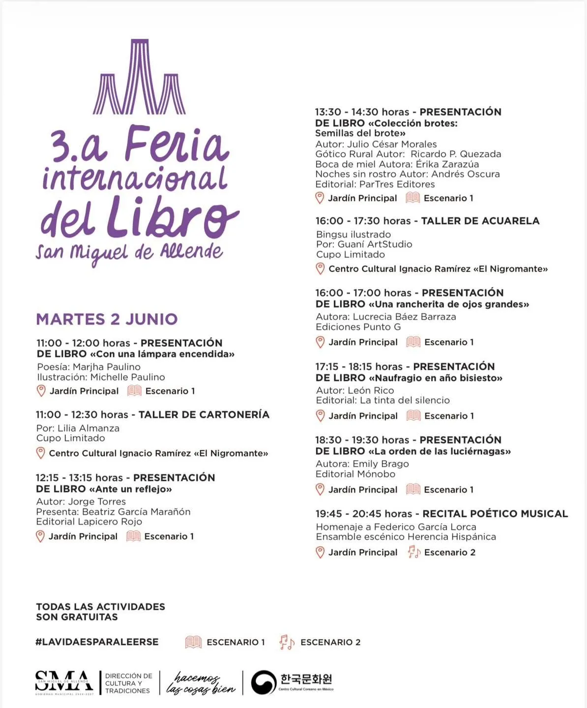 FERIA INTERNACIONAL DEL LIBRO DE SMA, 2 DE JUNIO