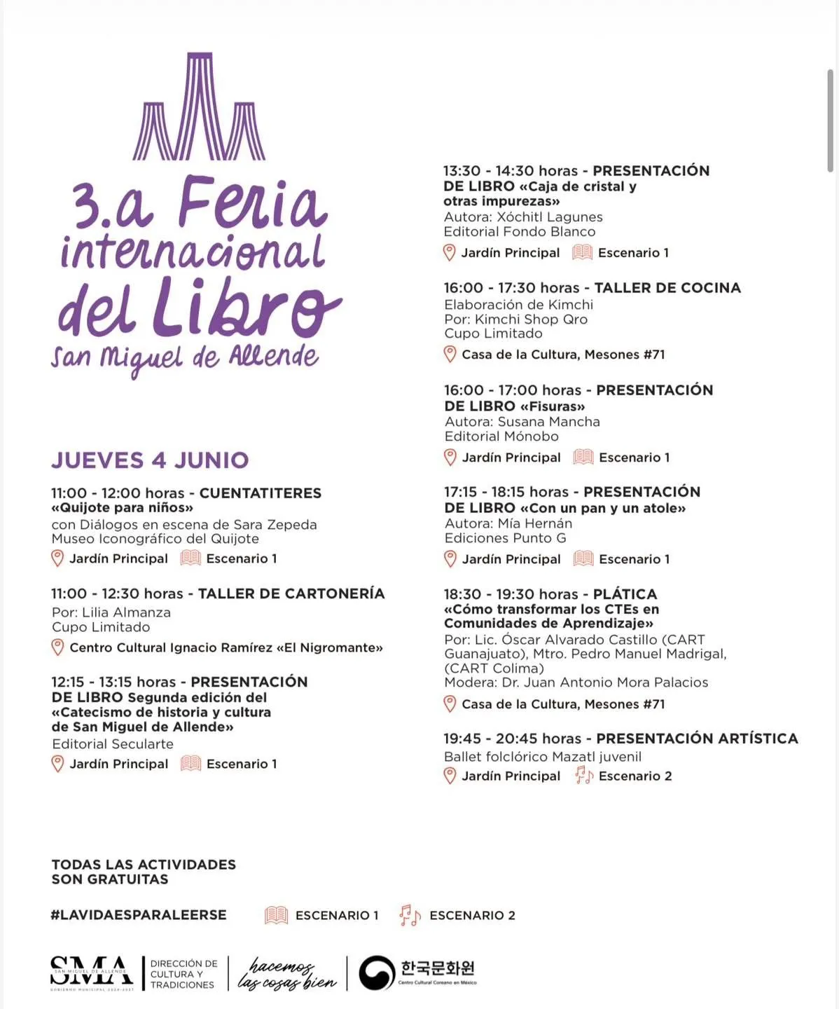 FERIA INTERNACIONAL DEL LIBRO SMA, 4 DE JUNIO