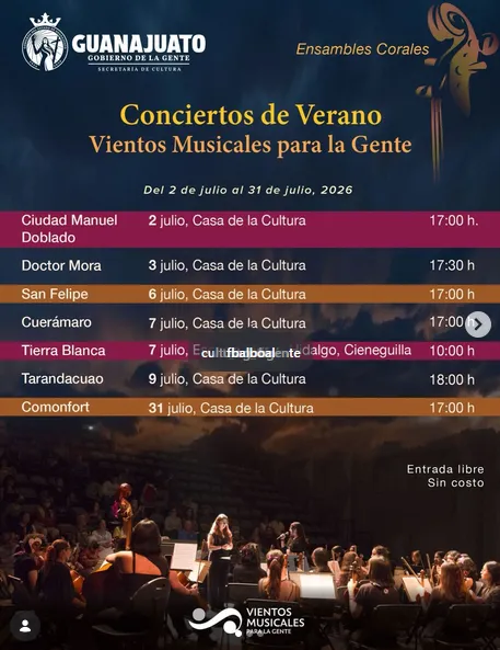 CONCIERTOS DE VERANO VIENTOS MUSICALES PARA LA GENTE
