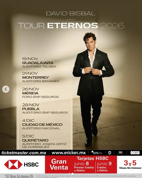 DAVID BISBAL  TOUR ETERNOS 2026